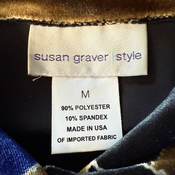 Susan Graver Style Patchwork Velvet Button Down Long Sleeve Top - Size M‎ - Picture 3 of 9